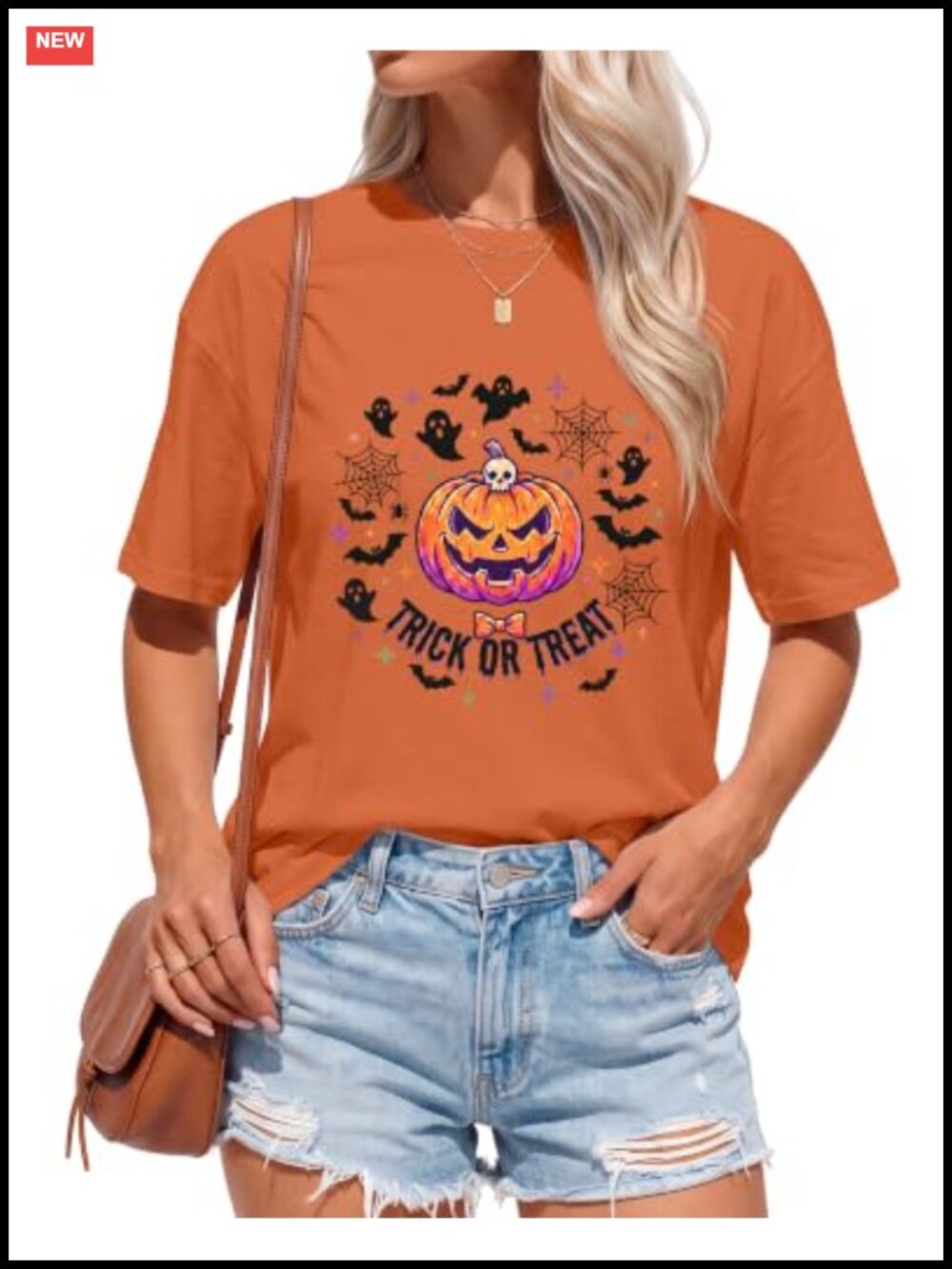 Women's Halloween T-Shirt Pumpkin Ghost Short Sleeve Crew Neck Relaxed Fit